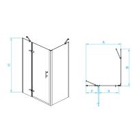 Душевой уголок RGW PA-77B L (PA-07B L + Z-050-2B) прямоугольный  120* 70*195 41087727-084L профиль Чёрный стекло Прозрачное(Принт) 6 мм RGW