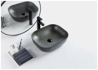 Раковина накладная керамическая, прямоугольная, чёрная матовая 500x400x140 BB1302-H301 BelBagno