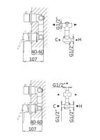 Встраиваемый однорычажный смеситель для душа с поворотным переключателем на 2 выхода  NAUTIC-VDIM2-M-01 Хром ручка  Хром Cezares