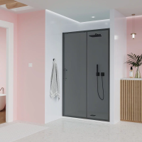 Душевая дверь раздвижная E1-B-110-12-C9 1100x1950 Цвет профиля Чёрный матовый Стекло  Тонированное матовое Veconi