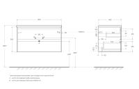База под раковину подвесная с двумя выкатными ящиками KRAFT-900-2C-SO-RGB BelBagno