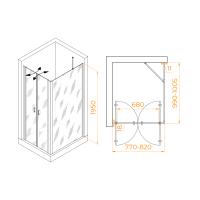 Душевой уголок RGW PA-144B (PA-104B + Z-050-2B + O-204B) прямоугольный   80*100*195 060814480-14 профиль Чёрный стекло Прозрачное 6 мм RGW