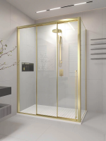 Душевой угол раздвижной 1600х900x2000 цвет профиля Золото брашинг стекло прозрачное PR3/L-SP-16090-01-G-C4 Premium Veconi