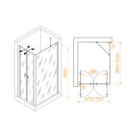 Душевой уголок RGW PA-144B (PA-104B + Z-050-2B + O-204B) прямоугольный   70*100*195 060814470-14 профиль Чёрный стекло Прозрачное 6 мм RGW