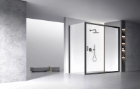 Душевой угол раздвижной прямоугольный RV060B-17080-01-C5 1700х800х1950 Цвет профиля Чёрный Стекло Прозрачное Veconi