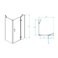 Душевой уголок RGW PA-77B R (PA-07B R + Z-050-2B) прямоугольный   90* 70*195 41087797-084R профиль Чёрный стекло Прозрачное(Принт) 6 мм RGW