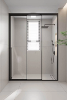 Душевая дверь раздвижная 1000x2000 цвет профиля Чёрный матовый стекло прозрачное PR3/R-100-01-B-C4 Premium Veconi