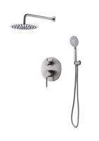 Душевой комплект со встраиваемым смесителем с переключателем, верхним душем 250 мм, ручным душем, исполнение сатин  ETNA-SET-DDS-IN BelBagno