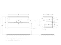 Тумба под раковину подвесная с двумя выкатными ящиками DUET  Grafito DUET-1000-2C-SO-GR-P CEZARES